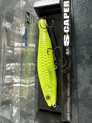 Gan Craft S-Caper REALIVE #U22 Faint Glow Full Chart. JDM Top Water Walking Bait. Gorgeous Realive Color. NIP