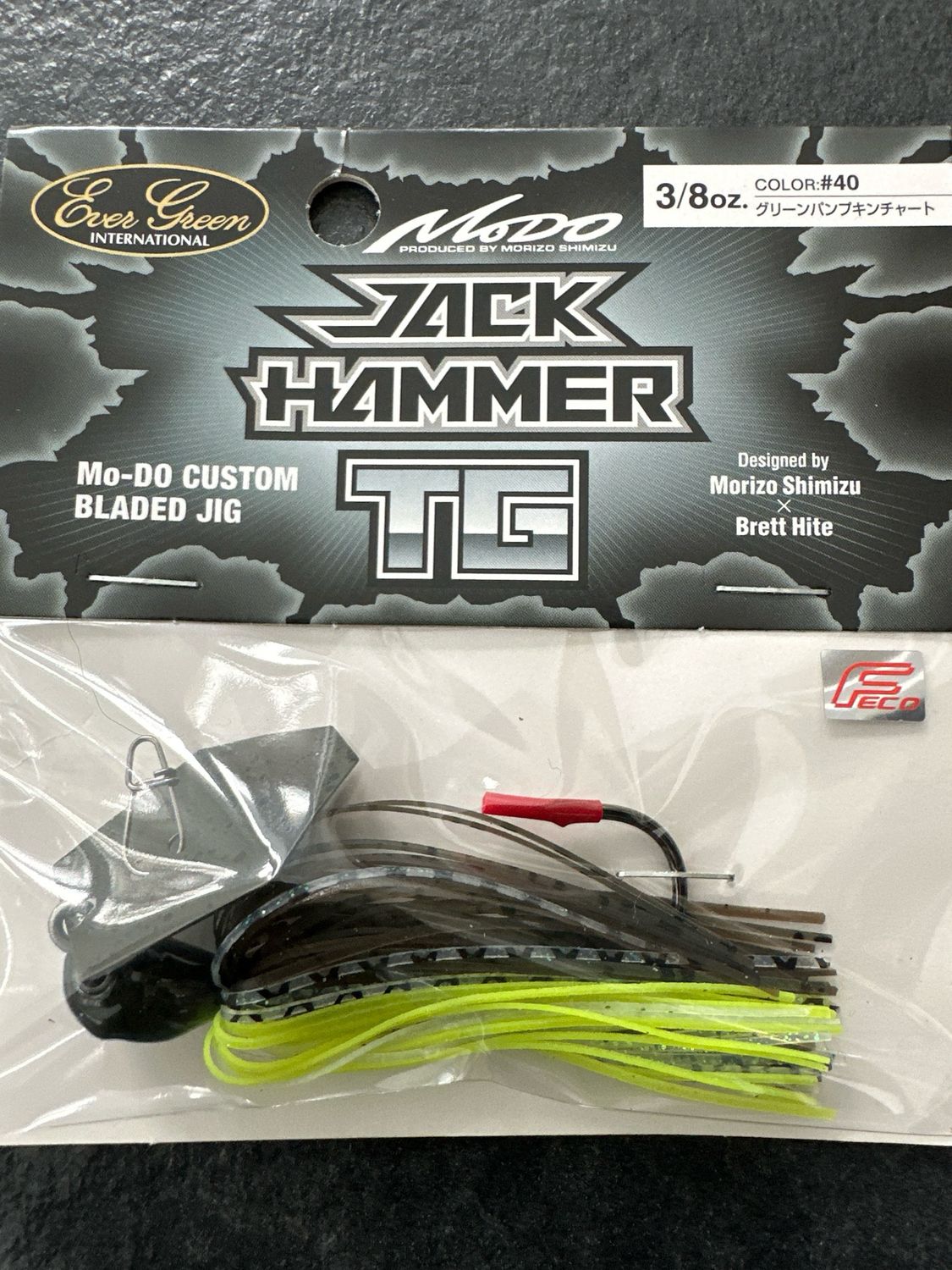 Evergreen Jack Hammer TG Tungsten #40 Green Pumpkin Chartreuse 3/8oz NIP