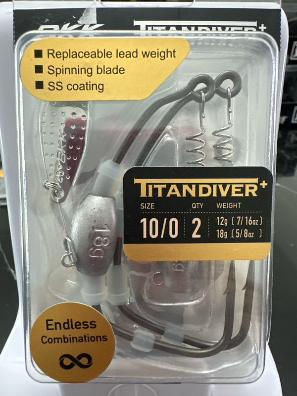 BKK Titan Diver+ 10/0, 2 Weights Weighted Swimbait Hooks (7/16oz And 5/8oz) With Underspins