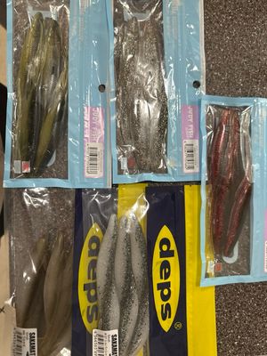 Hideup Judy Fish 5.2” (3 Packs) AND Deps Sakamata Shad 5” (2 Packs). Total Of 5 Packs HOT Fishing Baits. Exact Baits In Pics. All New In Their Packages. Free Shipping.