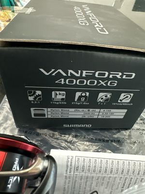 Shimano Vanford 4000XG. 6.2:1, 24lb Drag, 40 Inches Per Turn, 7.6oz. Brand New In Box.