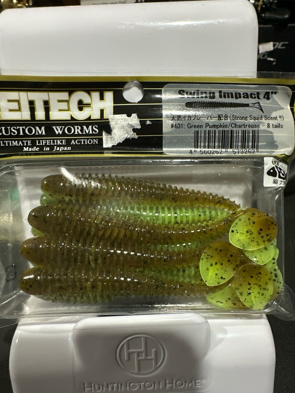 Keitech Swing Impact 4" Soft baits #401 Green Pumpkin/ Chartreuse -8 tails