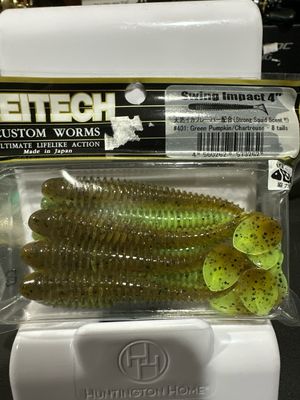 Keitech Swing Impact 4" Soft baits #401 Green Pumpkin/ Chartreuse -8 tails