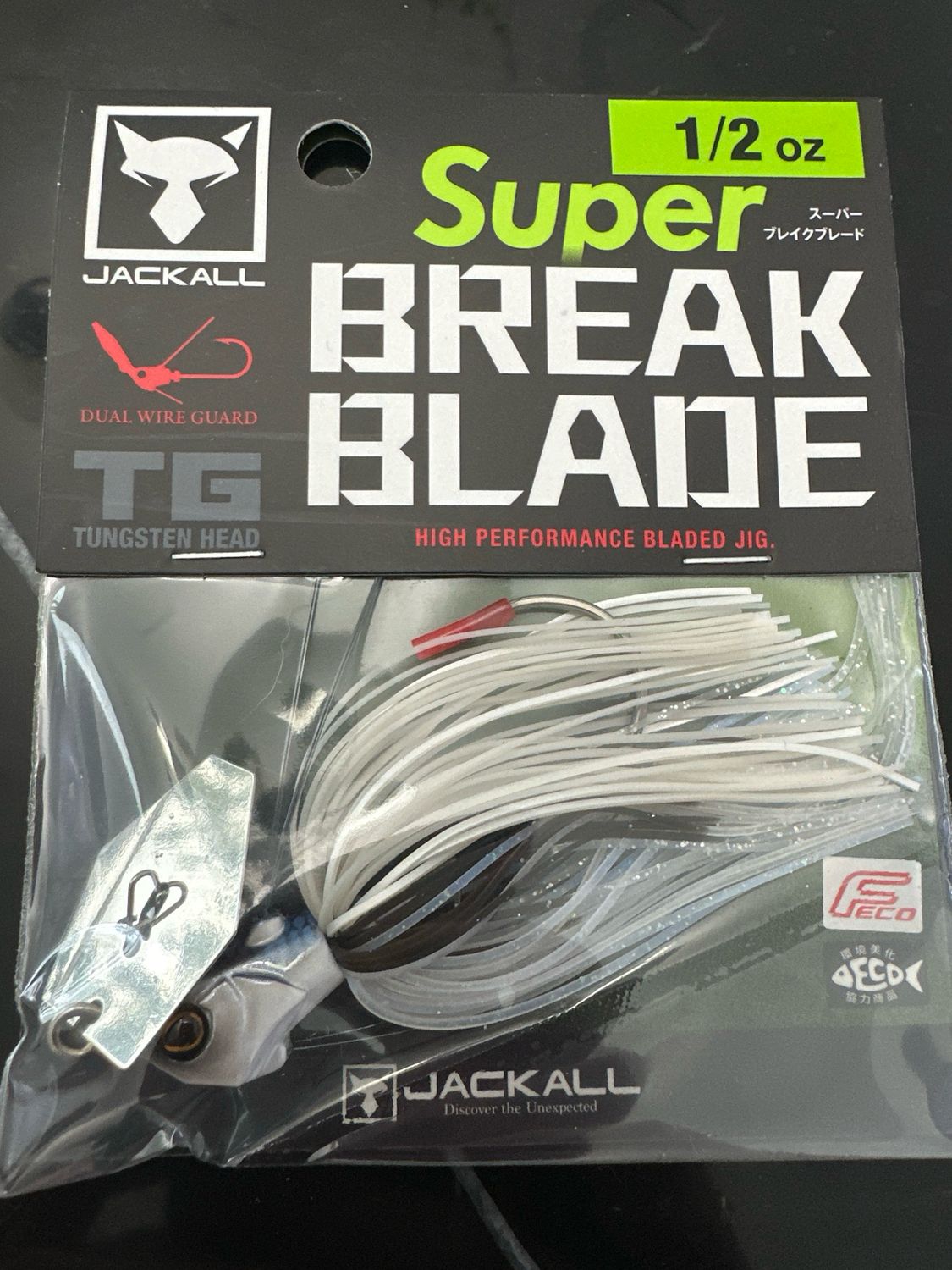 NEW Jackall Super Break Blade 1/2oz Super White. Tungsten, Weed Guard, New In Package