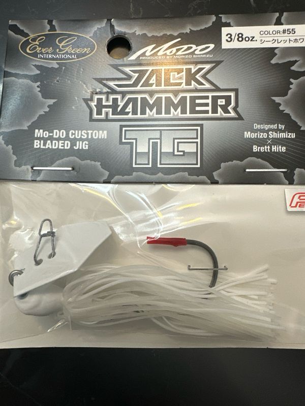 EverGreen Jack Hammer TG(Tungsten) 3/8oz #55 Secret White Custom Bladed Jig