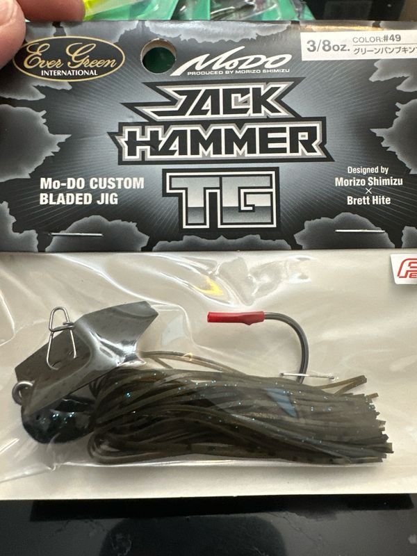 Ever Green Jack Hammer TG 3/8oz #49 Green Pumpkin Blue Bladed Jig