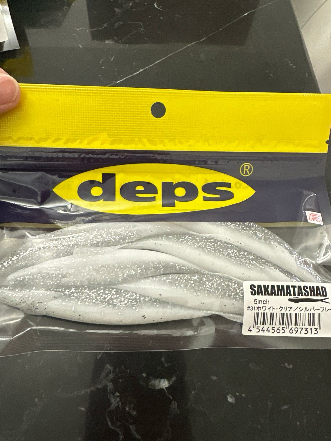 Deps Sakamata Shad 5” White Pearl Silver Glitter. 6 Baits Per Pack. Fresh And NIP