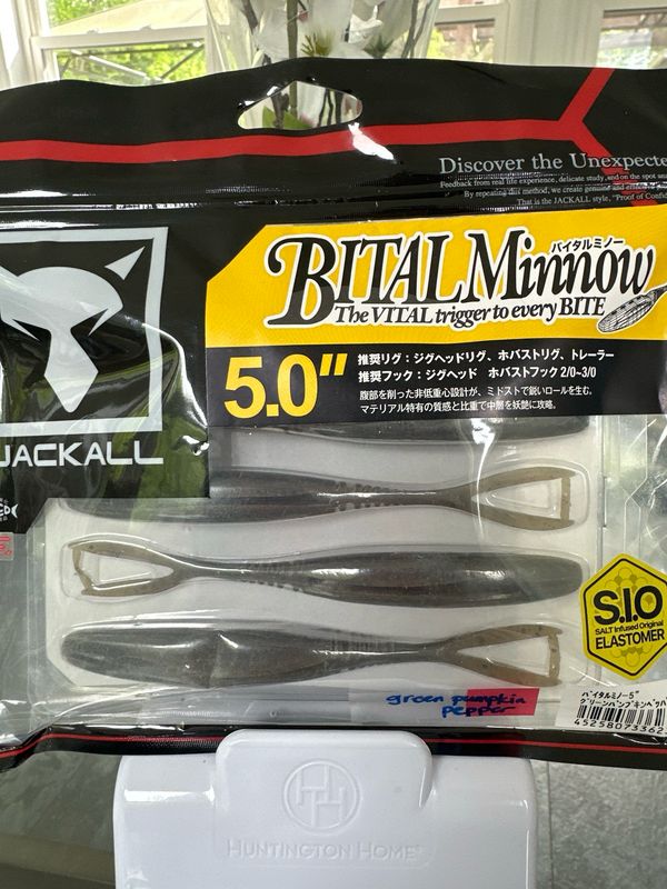 Jackall Bital Minnow 5.0" Green Pumpkin Pepper 5baits/pack