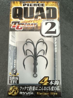 Ryugi Quad Hooks. SPIN EYE Size 2 TC Coat. NIP
