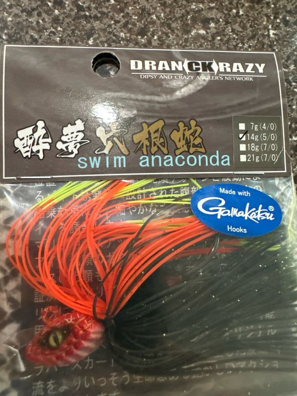 Dranckrazy Swim Anaconda, Gorgeous JDM Swim Jig. 1/2oz Pit Viper. NIP