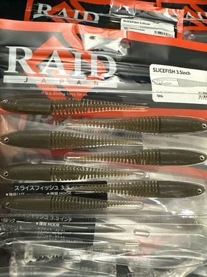 Raid Japan Slice Fish 3.5” Guripan Smoke. 7 Pieces Per Pack. New In Package.