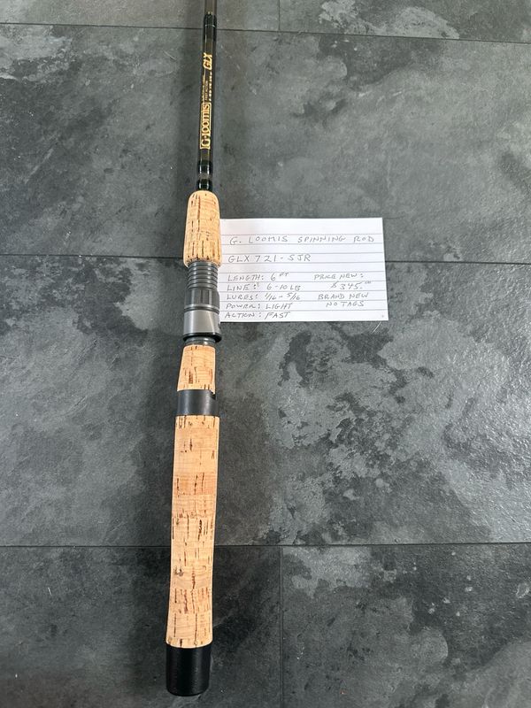 G Loomis SJR 721 6’ Light Spinning Rod. Very Lightly Used But Very Difficult To See Any Use In This Rod At All Absolute Mint Condition. GREAT Quick Deal For someone. Stored For A Long Time.