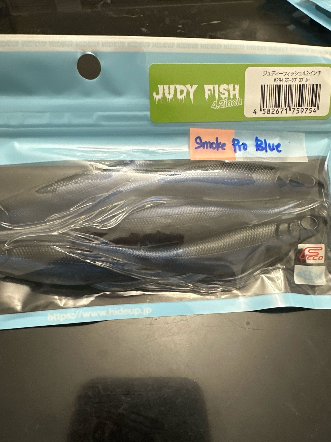 HideUp Judy Fish 4.2inch #294 Smoke Pro Blue 5baits/pack