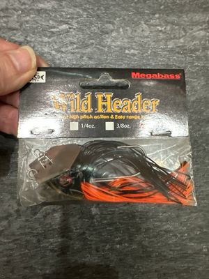 Megabass Wild Header Discontinued Megabass Chatterbait. Exact Bait In Pics. 1/2oz #1 Deadly Black Shad. NIP