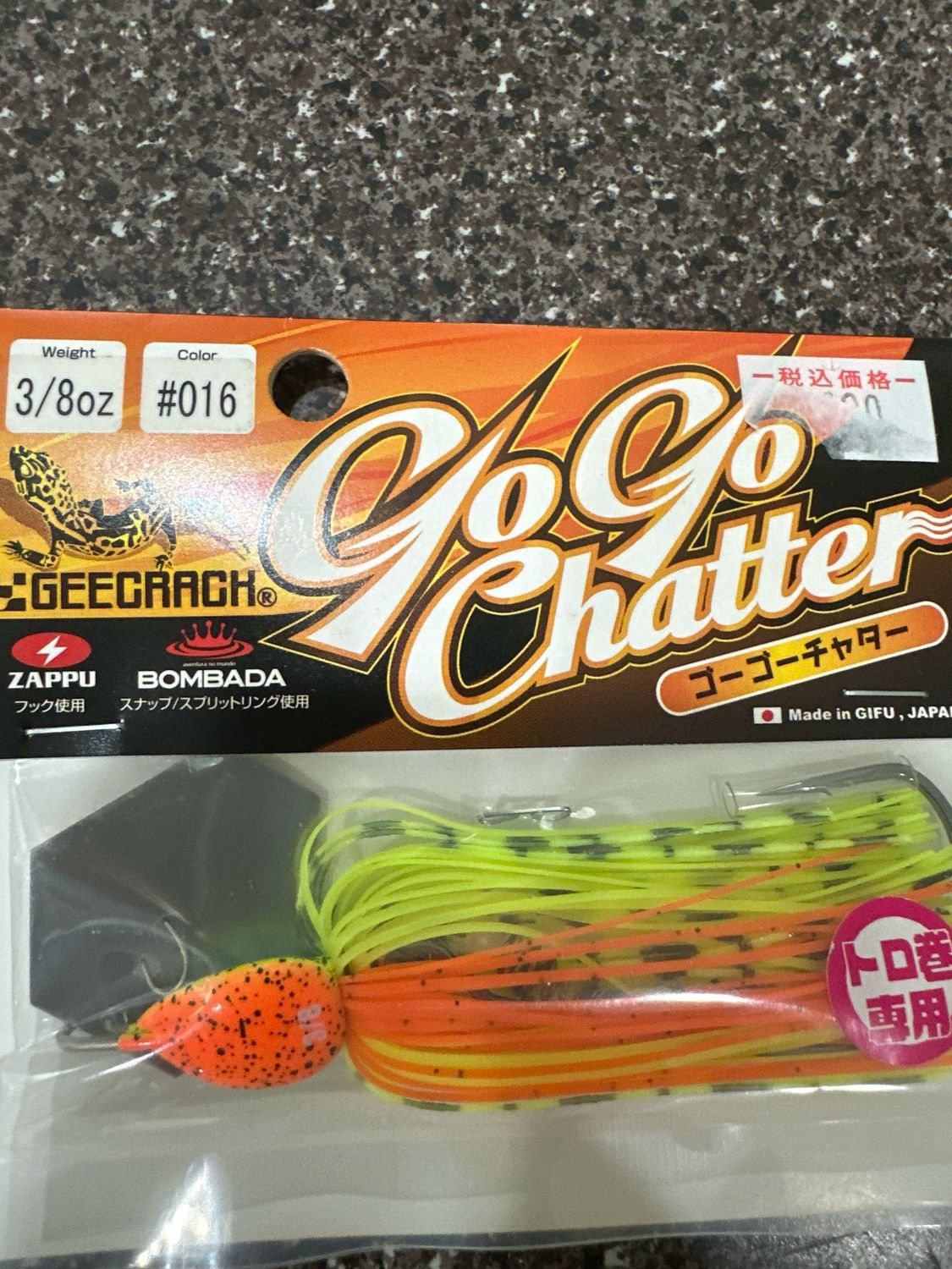 Geecrack GoGo Chatter NEW Heavy Duty JDM Chatterbaits. 3/8oz JDM Chatter. #016 Crazy Chart Gill. Made For Slow Retrieve, Equipped With Screw Lock Hook. NIP