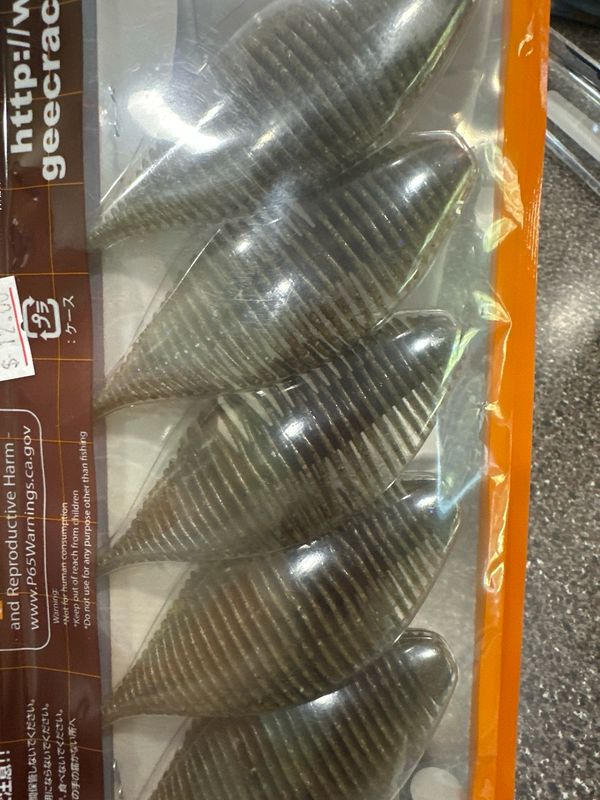 Geecrack Bellows Gill 3.8inch #023 Green Pumpkin/Blue 5pcs per pack