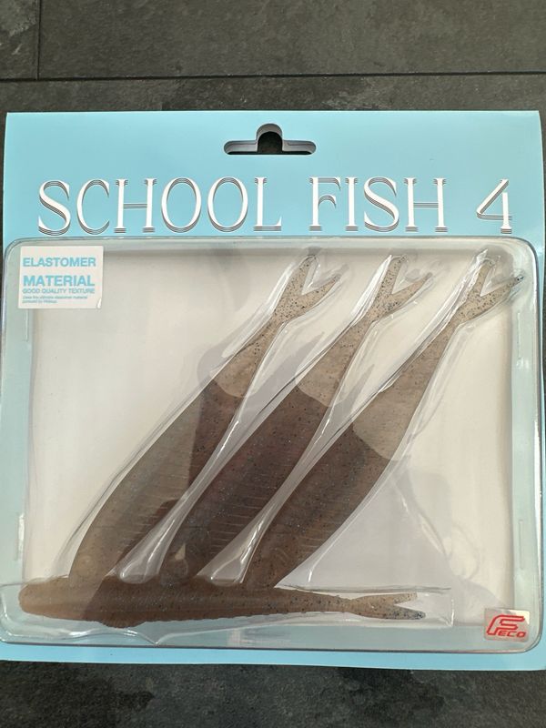 HideUp School Fish 4 Elastomer #142 Light Green Pumpkin/Black Blue Flake 4baits per Pack