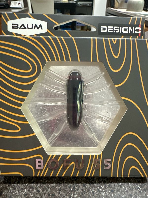 Baum Bofu 55. Elastomer JDM Topwater Bait. #104 Darkness. GREAT Topwater Action. Exact Bait In Pictures. Watch YouTube Videos. NIP