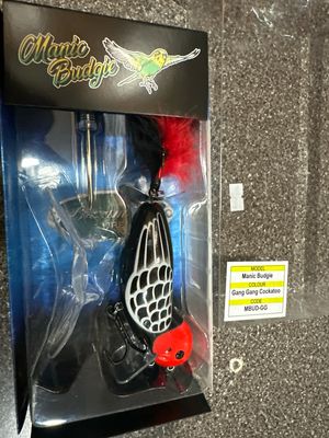 Barambah Lures Manic Budgie Gang Gang Cockatoo. Gorgeous And SUPER RARE! 2 Distinct Lips. Can Be Used As Wake Or Topwater Crawler. NIP