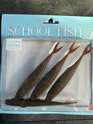Hideup School Fish 4. 4” Great, New JDM Elastomer, Soft Minnows. Motor Oil GF. NIP