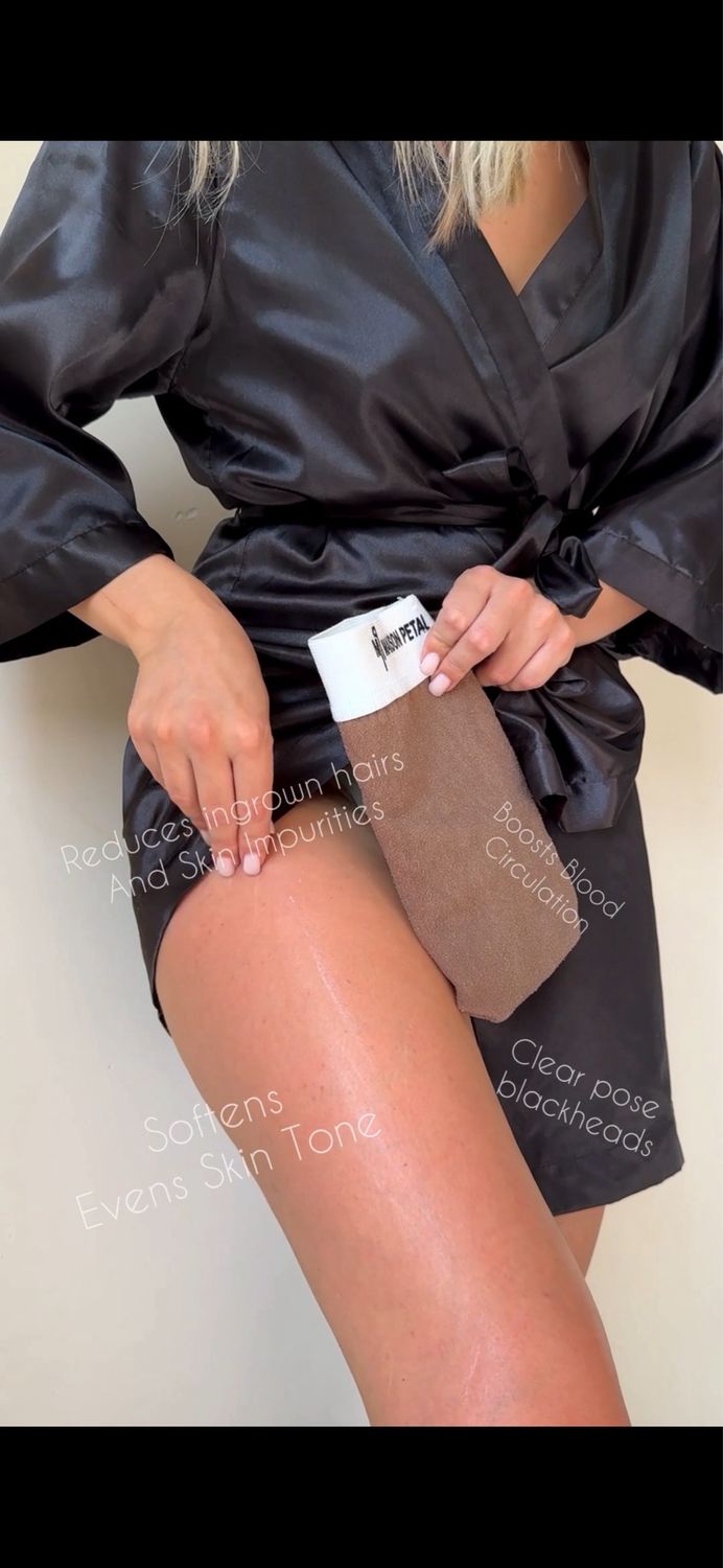 Exfoliating Glove Mitt Body Scrubber - For Dead Skin Scrubbing and Deep Pore Cleansing