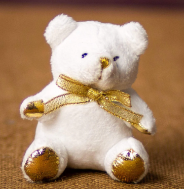 3.5&quot; White/Gold Bear