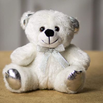 6" White/Silver Shimmer Bear