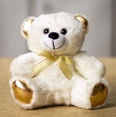 6" White/Gold Shimmer Bear