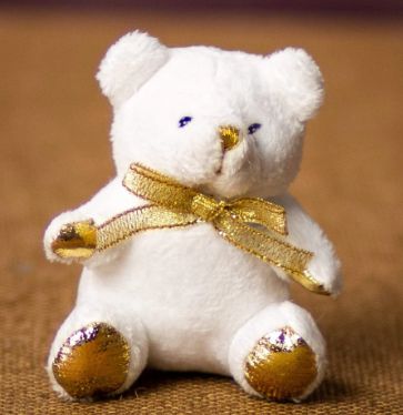3.5" White/Gold Bear