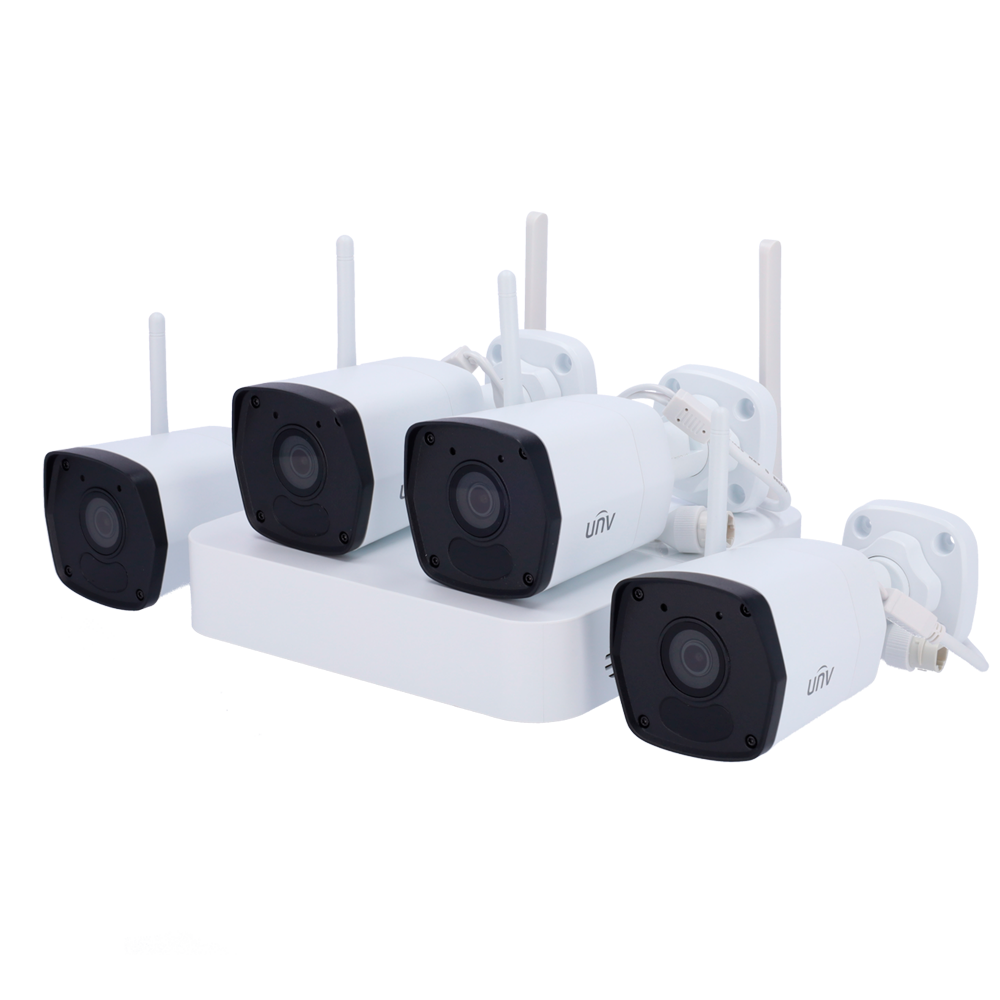 UV-KIT114-B42W Kit de Videovigilancia WIFI PRECONFIGURADO 
Conexión ethernet y WiFi
NVR 4 canales IP
4 Cámaras bullet IP67
Plug & Play | Wifi Cascade
Interfaz WEB, CMS, Smartphone y NVR