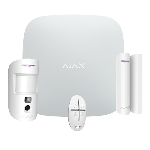 AJ-STARTERKITPLUS-CAM-W
Kit de alarma profesional
Certificado Grado 2
Comunicación Ethernet / Wi-Fi / dual SIM 4G
Inalámbrico 868 MHz Jeweller y Wings
Ajax HUB 2 Plus, 1 PIRCAM
1 Contacto magnético y