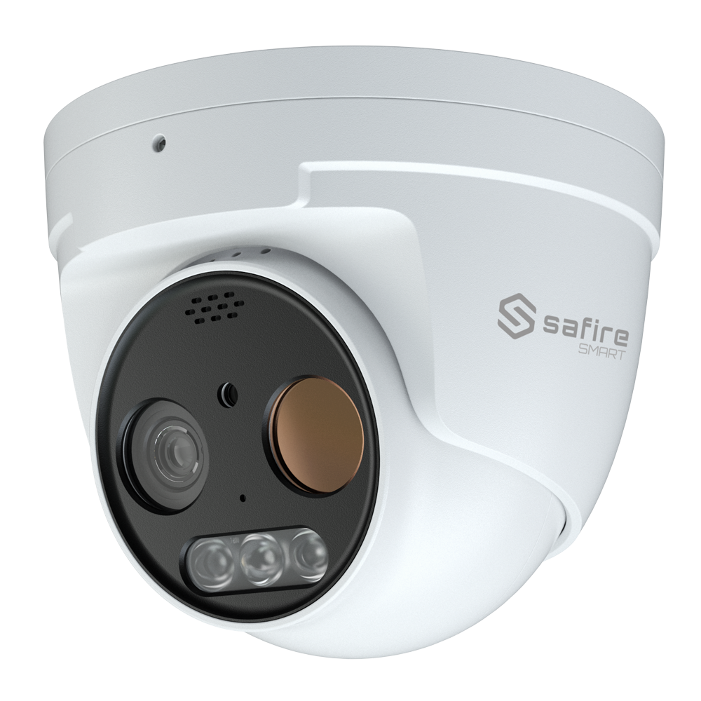 SF-IPTT256A-7D5
Cámara térmica Dual IP Turret Safire Smart
Sensor térmico 256x192 VOx | Lente 7 mm
Sensor óptico 1/2.7” 5 Mpx | Lente 8 mm
Sensibilidad térmica ≤ 50mK
AI basado en clasificación de hum