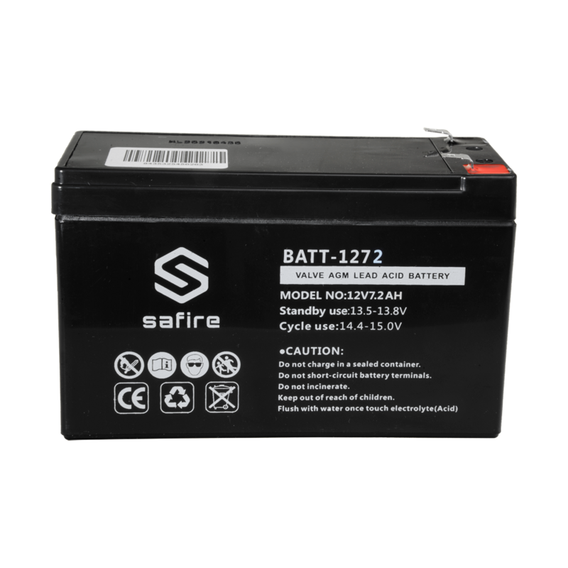 BATT-1272
Batería recargable
Tecnología plomo ácido AGM
Voltaje 12 V
Capacidad 7.2 Ah
94 x 151 x 65 mm / 2220 g
Para respaldo o uso directo