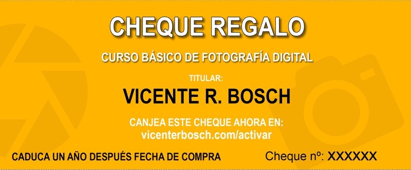Cheque Regalo Curso de Fotografía digital Tenerife