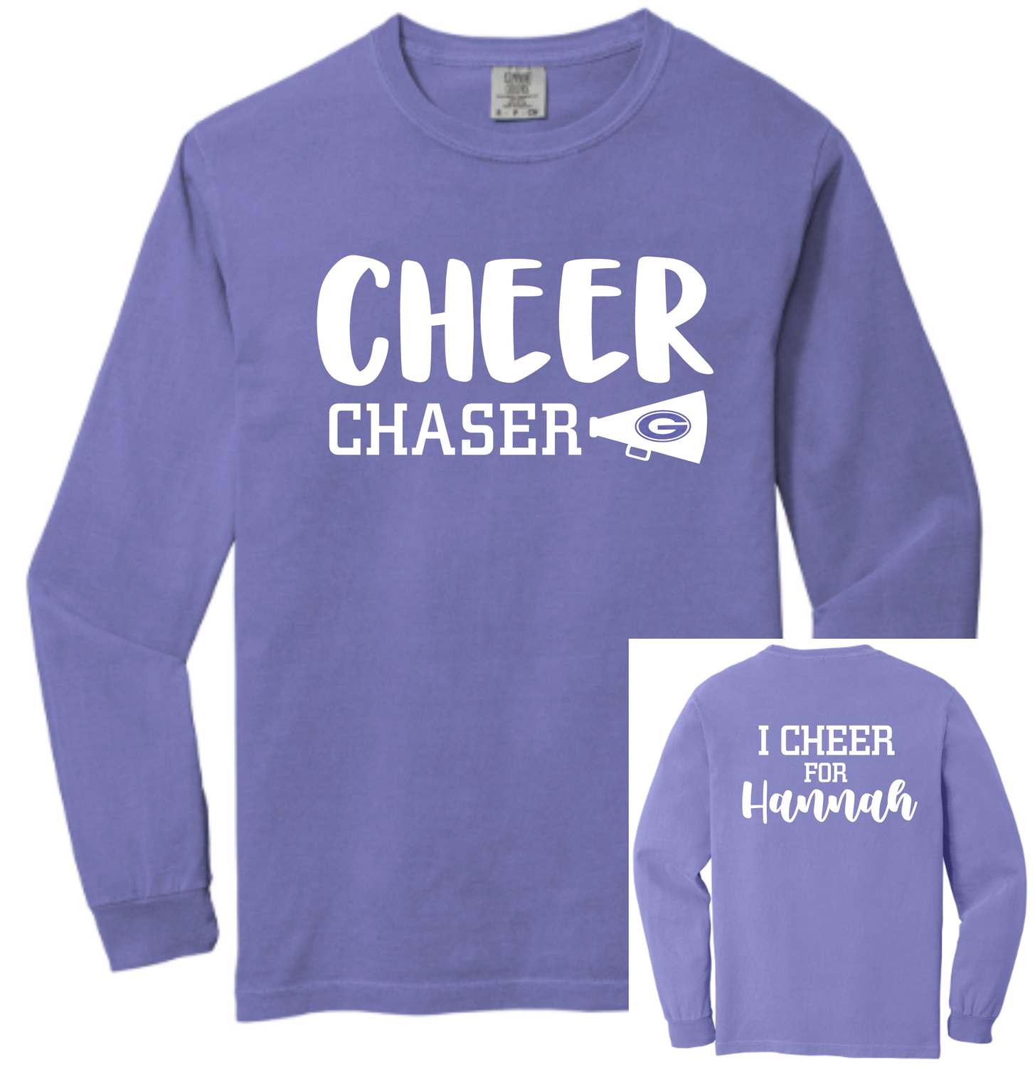 Long Sleeve Comfort Colors Tee with Custom Back Name