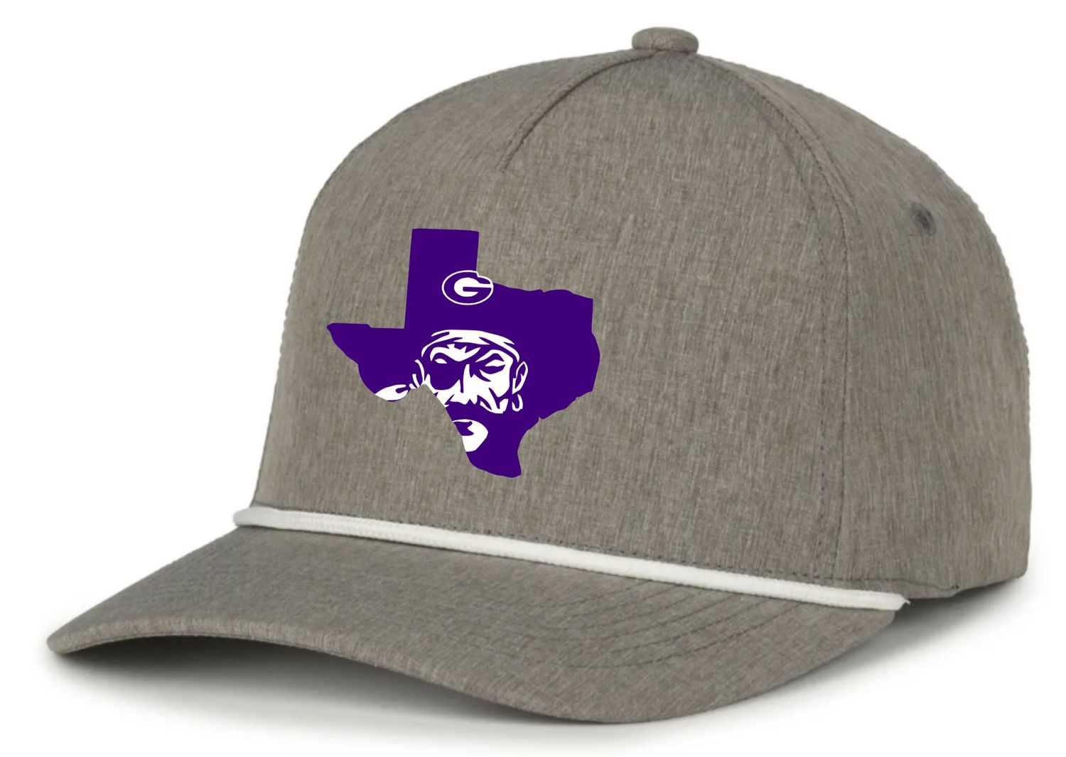 Heather Grey Performance Rope Hat - Embroidered Texas Pirate