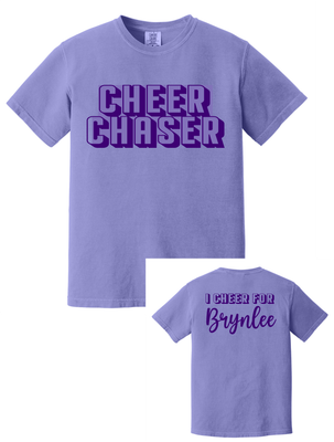 Cheer Chaser - Short-Sleeve Comfort Colors Tee with Custom Back Name