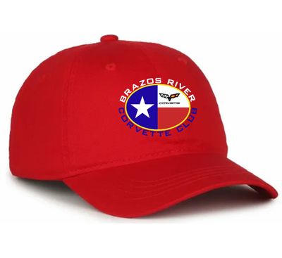 Red Unstructured Embroidered Cap