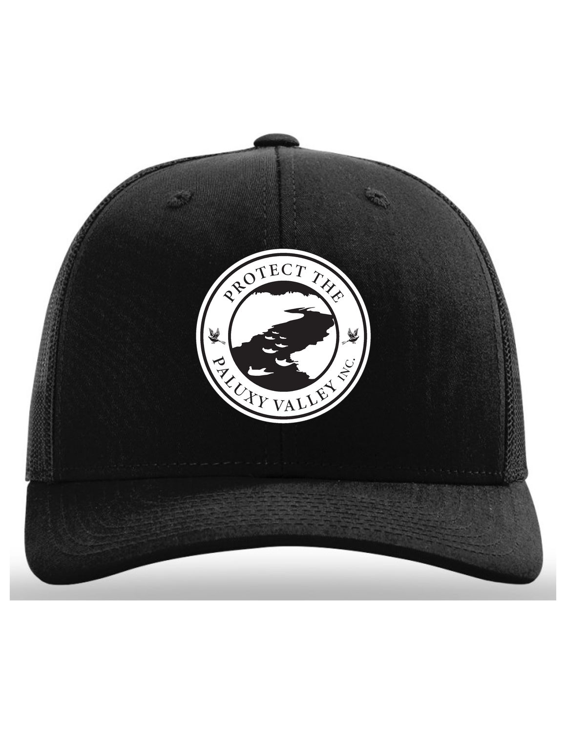 Black Richardson 112 Hat with White Leather Lasered Patch
