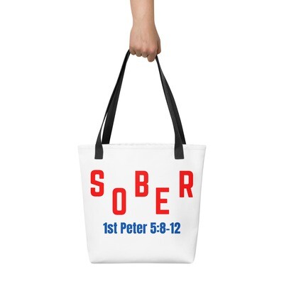 &quot;Sober - Tote bag | Ladies&#39; white - Scripture printed tote.&quot;