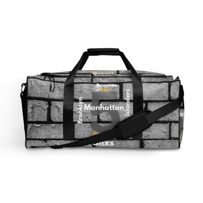 &quot;The 5 Burroughs of New York Gray and white printed - Duffle bag | Men&#39;s overnight travel tote | The Aroma Girl.&quot;