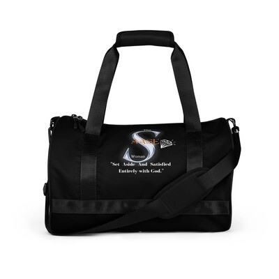 &quot;SAASE; one-of-a-kind, All-over print gym bag | Women&#39;s overnight, Black travelers tote | The Aroma Girl.&quot;