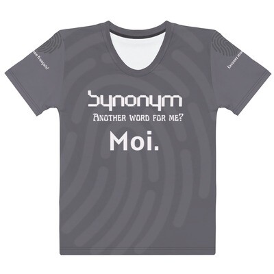 &quot;Synonym, Excuse Mon Francais - Women&#39;s T-shirt | Ladies&#39; Gray fingerprint graphic casual tee | The Aroma Girl.&quot;