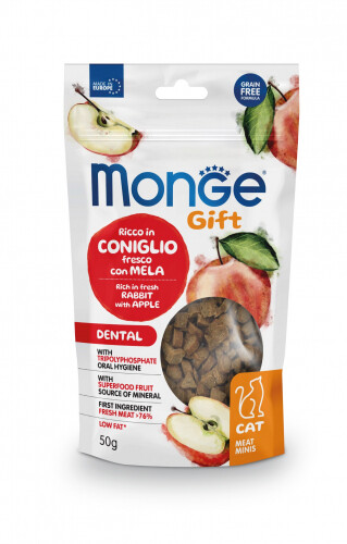 Monge Gift Dental Gatto Ricco In Coniglio Fresco Con Mela - Meat Mini