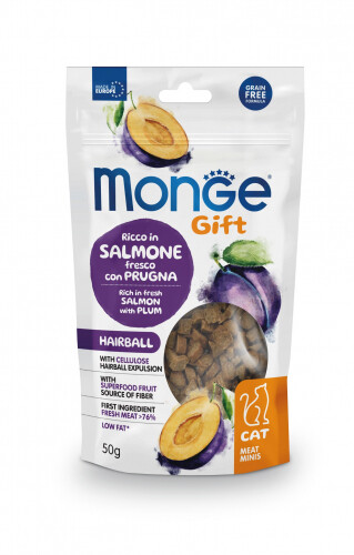 Monge Gift Hairball Gatto Ricco In Salmone Fresco Con Prugne - Meat Mini