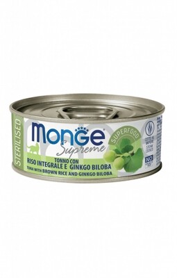 Monge Supreme Sterilizzato Tonno, Riso e Ginko - Lattina Gatto 80gr