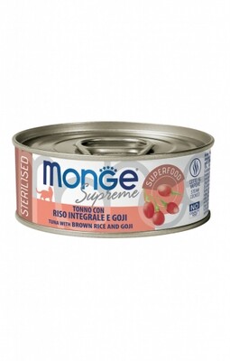 Monge Supreme Sterilizzato Tonno, Riso e Goji  - Lattina Gatto 80gr