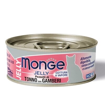 Monge Jelly Tuna Chunks With Shrimp - Can Cat 80gr
