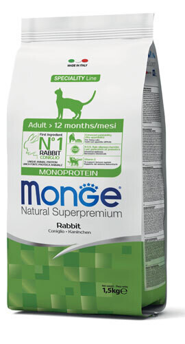 Adult Monoprotein Coniglio - Monge Natural Superpremium Secco Gatto  1,5 Kg