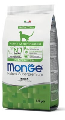 Adult Monoprotein Rabbit - Monge Natural Superpremium Dry Cat 1.5 Kg